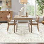 6x9 Area Rugs Washable Rugs for Living Room, Vintage Boho Rug Non-Slip Soft Floral Distressed Rug Low Pile Stain Resistant Carpet for Bedroom Nursery Office Dining Room Farmhouse Dorm(Beige, 6'x9')