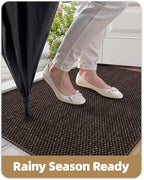Color&Geometry Ultra-Thin Indoor Door Mat, 24"x36" Low-Profile Non-Slip Entryway Rug with Modern Geometric Texture, Washable Doormat for Indoor Entrance, Front Door, Brown (Rolled-up NO Creases)