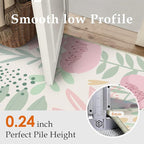 Floral Runner Rug 2x6 Washable Hallway Pink Bedroom Non Slip Cute Long Kitchen Carpet Botanical Indoor Soft Accent Rug for Bathroom Dining Laundry Living Room