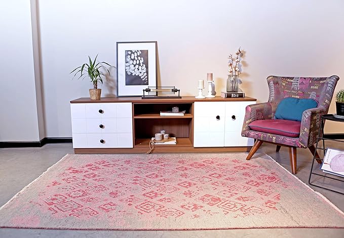 Alfa Rich 3x5 Pink Gray Reversible Washable Area Rugs for Living Room Bedroom Kitchen Decor Runner