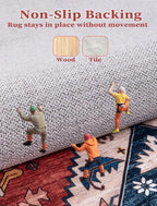 SERISSA Boho Washable Runner Rug, 2x6 Rug Runner Non-Slip Vintage Rust Hallway Kitchen Runner Rug Ultra Soft Print Distressed Tribal Floor Carpet Runner for Bedroom Bathroom Laundry Living Room