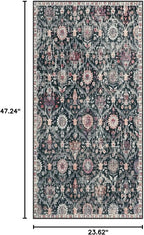 Lahome Kitchen Rugs Non Slip Washable Rugs for Entryway, 2x4 Rug Non-Slip Moroccan Trellis Ultra-Thin Indoor Door Mat Small Carpet for Bathroom Bedroom Entry, Black/Multi