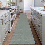 EARTHALL Washable Runner Rug 2x12 Ft Non Slip Runners for Hallways Long Cotton Rubber Backed Kitchen Runner Braided Indoor Floor Carpet Runners for Entryway, Hall, Kitchen, Green/Grey