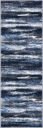 Modern Abstract Runner Rug 2x6, Navy Blue Washable Kitchen Runner Non-Slip Soft Hallway Rug Runner Thin Print Faux Wool Carpet for Entryway Bedroom Laundry Room Indoor Home Decor