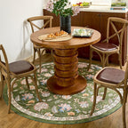 jinchan Elora 6ft Floral Round Rug for Dining Room Washable Living Room Rug Vintage Romance Design Non Slip Indoor Floor Cover Lightweight Low-Profile Throw Carpet for Bedroom Porch Patio, Green