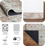 Keen Home Design 5x7 Rug - Machine Washable Area Rug with Non-Slip Backing, Ideal for Living Room, Dining Room, Bedroom - Vintage, Easy Clean, Durable, Low Pile Rug - (5' x 7')