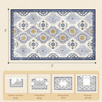 EnHomee Area Rugs 3x5, Soft Washable Rugs for Living Room Bedroom, Boho Non Slip Low Pile Stain Resistant Washable Rug Large Carpet for Dining Room,Easy to Clean Living Room Rug, Blue