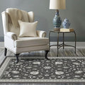 EVERGRACE Area Rugs for Living Room 4x6, Boho Floral Faux Wool Indoor Outdoor Rugs, Washable Rugs for Bedroom Entryway Dining Room Hallyway, Low Pile Floor Mat Carpet for Home Decor, Ebony Black