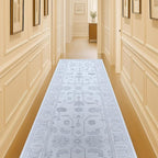 Fame Living Beige Oushak Runner Rug, Modern Runners, Turkish, Eclectic, Floral, Pastel, Washable, Small Throw Rugs, Short Runner for Hallway, Entryway, Foyer, Bedroom, Kitchen, Bathroom, 2'5"x6'5"