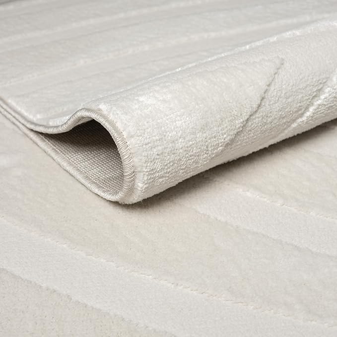 Abani Zen 4' x 6' Cream Rug – Neutral Modern Linear Pattern, Medium Soft Area Rug for Living Room & Bedroom, Durable & Easy to Clean
