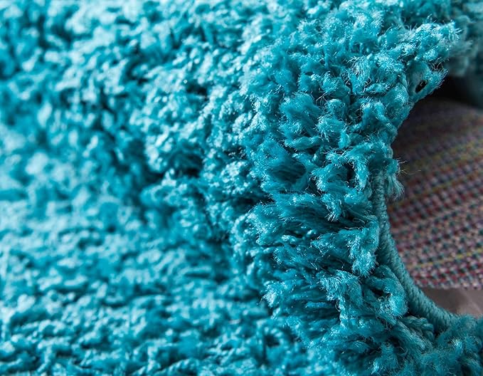 Unique Loom Solid Shag Collection Area Rug (5' 1" x 8' Rectangle Deep Aqua Blue)