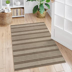 Lahome Striped Easy Jute Porch Rug, 3x5 Washable Rugs for Entryway Living Room, Farmhouse Nature Non Slip Non Shedding Indoor Outdoor Carpet for Entry Classroom Patio, Khaki