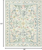 Lahome Boho Rugs for Living Room, Washable Large 8 x 10 Area Rugs for Bedroom Non Slip, Soft Ultra-Thin Distressed Floral Throw Carpet for Office Dining Room, Cream/Multi