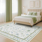 Green and Blue Kids Rugs for Bedroom 5x8 - Oushak Boho Cute Area Rug, Washable Low Pile Non-Slip Soft Foldable Indoor Carpet for Nursery, Playroom