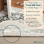Istana Hallway Runner Rug 2x6 - Light Green/Beige Kitchen Rugs Non Slip Washable -Silk's Soft Touch Carpet Runner - Stylish Rug for Home