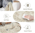 9x12 Area Rug for Living Room, Abstract Non Slip Machine Washable Vintage Carpets, Low Pile Lightweight Large Rug for Bedroom, Dining Room, Home Office Beige Gray