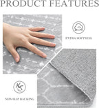 Lahome Moroccan Washable Rug Runner 2x10 Non-Slip Runner Rug for Kitchen Stain Resistant Grey Carpet Runners for Hallway 10 Ft, Modern Geometric Print Soft Floor Carpet for Bathroom Entryway Foyer