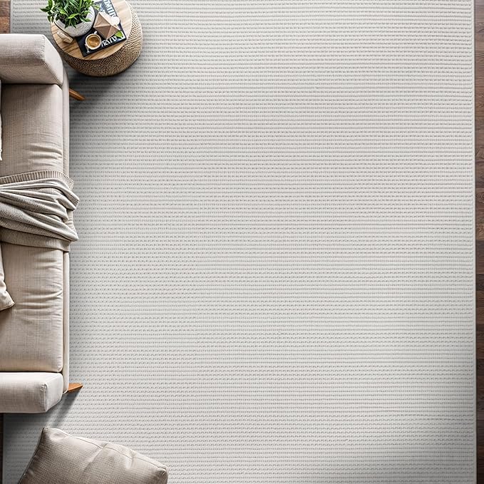 Beverly Rug Micro Loop Large Area Rug White 10x14 Modern Luxury Trellis Geometric Durable Indoor Area Rugs for Living Dining Room Office Stain Resistant Non Shedding Casual Indoor Carpet White 10x14