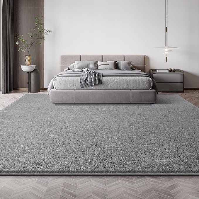 Large Modern Area Rugs for Living Room Bedroom, 7x10 Feet Grey Ultra Soft Solid Thickened Memory Foam Indoor Minimalist Carpets, Non-Slip Comfy Rugs for Boys Girls Nursery Kids Room Home Décor