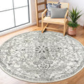 Lahome Round Rug 5'3"Ft, Soft Rugs for Living Room Machine Washable Rugs for Bedroom, Bohemian Medallion Non-Slip Non-Shedding Print Indoor Carpet for Entryway Bathroom Coffee Table, Beige