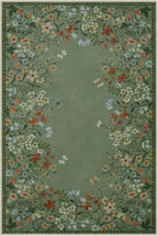 Wonnitar Washable Area Rug 6x9, Green Floral Living Room Rugs, Non-Slip Soft Dining Room Table Rug, Botanical Bedroom Rug Floor Carpet for Mud Room Basement (Green,6'x9')