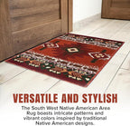 YHSF South West Native American Area Rug C318 - Easy Clean, Thick, Soft, Durable Native Tribal American Indian Inspired Rug for Bedroom/Living Room and More - Rust, 5 Feet x 7 Feet