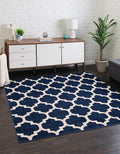 Rugs.com Lattice Collection Rug – 8 Ft Square Dark Blue Medium-Pile Rug Perfect for Living Rooms, Kitchens, Entryways
