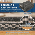 Small Area Rug 2x3 Modern Checkered Entry Rug Solid Color Scalloped Kitchen Rugs Washable Bedroom Doormat Non Slip Stain Resistant Bordered Throw Carpet for Living Room Nursery Laundry, Black