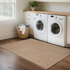 Boho 3x5 ft Washable Area Rug Entryway Runner for Kitchen, Non Slip Woven Hallway Rugs Kitchen Mats for Floor Hall Rug Indoor Door Mat Carpet for Backdoor Bedroom Living Room, Easy Clean, Brown