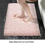 Pink Bathroom Rug 24x48 Non Slip Fluffy Bath Mat for Bathroom Floor Washable Plush Luxury Bath Rug for Tub Soft Shaggy Absorbent Shower Sink Mat