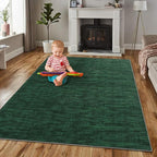 RUGSREAL Extra Large 10x13 Living Room Area Rug Modern Solid Washable Rug Contemporary Indoor Throw Floor Carpet Non Slip Low Pile Foldable Accent Rug for Bedroom, Dark Green