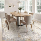 9x12 Area Rug Living Room Rugs - Washable Neutral Modern Abstract Soft Thin Rug Indoor Floor No Slip Rug Carpet for Bedroom Under Dining Table Home Office Decor - Light Brown/Gray