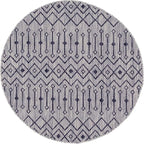 Unique Loom Outdoor Trellis Collection Area Rug - Tribal Trellis (5' 3" Round, Gray/ Black)