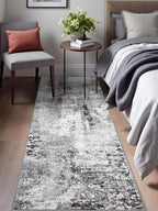 Washable Abstract Runner Rug, 2x6 Modern Area Rugs with Non-Slip Rubber Backed for Kitchen, Thin but Soft Contemporary Carpet Bedroom Entryway Hallway Decor, Dark Grey