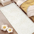 Runner Rug 2x6 Entryway Rug - Machine Washable Vintage Boho Area Rug Non-Slip Kitchen Runner Soft Stain Resistant Floral Runners for Hallways Entryway Laundry Bathroom Bedroom(Cream Beige, 2'x6')