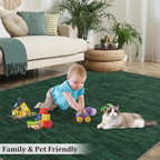 RUGSREAL 5x7 Living Room Area Rugs Modern Solid Color Area Rug Non-Slip Floor Carpet Indoor Washable Dining Room Contemporary Area Rug for Bedroom Kitchen Home Office, Dark Green