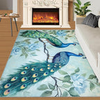 Peacock Rugs for Living Room - 6x8 Rug, Classic Peacock Floral Area Rugs for Bedroom, Teal Turquoise Rug, Modern Style Washable Carpet, Aesthetics Carpet - Peafowl Home Decor & Gifts