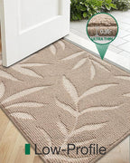 LUMI Front Door Mat Indoor Entrance 48"x72", Low Profile Welcome Mat, Non-Slip Washable Doormat with Rubber Backing for Entrance, Patio, Garage, Beige