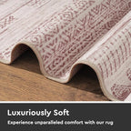 2x8 Pink Runner Rug Machine Washable Non Slip Area Rug Distressed Neutral Moroccan Boho Rug Ultra Soft Floor Runners for Hallways for Entryway Laundry Room Kitchen