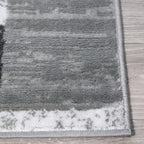 Superior Indoor Area Rug, Jute Backed, Modern Geometric Patchwork Floor Decor for Bedroom, Office, Living Room, Entryway, Hardwood Floors, Rockwood Collection, 4' x 6', Charcoal
