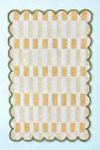 Hand-Tufted Wool Rug with Scalloped Edges, Light Blue Plaid Pattern, Cozy Soft Area Rug for Living Room, Bedroom, and Nursery, Handmade Modern Accent Rug (Blue, 8X10 FEET)