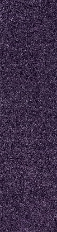 Eyely UES100N-216 Supersoft Haze Solid Low-Pile Indoor Runner Rug, Coastal, Bohemian, Minimalist, Classic, Casual for Bedroom,Kitchen,Living Room,Non Shedding,Easy-Washing, Purple, 2 X 16