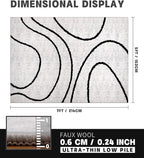 YIHOUSE Modern Area Rugs for Bedroom,5x7 Washable Black and White Rug, Thin Abstract Geometric Minimalist Striped Rug, Black Rugs for Bedroom,Kitchen,Dining Room Office