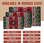 YHSF South West Native American Area Rug C318 - Easy Clean, Thick, Soft, Durable Native Tribal American Indian Inspired Rug for Bedroom/Living Room and More - Red, 8 Feet x 10 Feet