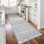 KUTA 3x10 Boho Hallway Runner Rug, Moroccan Grey Washable Kitchen Rugs Non Slip, Ultra Soft Print Distressed Geometric Entry Runner Low-Pile Throw Carpet for Bedroom Nursery Dorm Decor