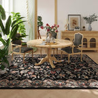 Rugcomf Vintage Paisley Rugs for Living Room 5'x7' - Machine Washable Area Rug, Non-Slip Low Pile Floral Carpet for Bedroom, Dining Room, Farmhouse, Office, Kids Playroom - Black