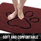 Smiry Dog Door Mat for Muddy Paws, Absorbent Dirt Trapper Non Slip Quick Dry Washable Chenille Mat for Mud Dogs, Entry Rug for Indoor and Outdoor (36x24 Inches, Caramel Russet and Black