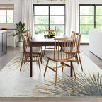 Lahome Modern 9 x 12 Area Rugs for Living Room, Ultra-Thin Washable Large Rug Non Slip Throw Carpet for Dining Room, Abstract Print Indoor Soft Carpet for Bedroom Office (Gold/Gray, 9'x12')