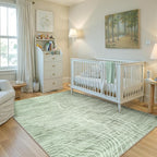 5x7 Sage Green Modern Abstract Area Rugs for Living Room, Washable Rugs for Nursery Bedroom, Non-Slip Minimalist Neutral Wave Striped Rugs for Playroom Boys, Throw Accent Rug Carpet for Dining Room