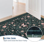 GarveeHome 3x5 Small Area Rug for Bedroom Floral Washable Rugs Non Slip Stain Resistant Living Room Throw Carpet Low Pile Dining Room Black Area Rug Butterfly Bow Rugs for Nursery Home Decor, 3x5